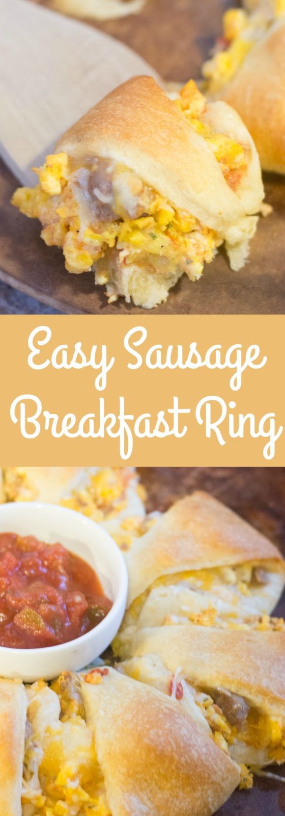 A filling and delicious breakfast recipe - an easy sausage breakfast ring made with crescent rolls!