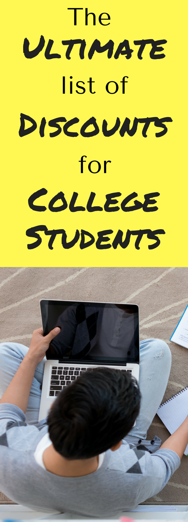 The ultimate list of discounts for college students / college student discounts / college students / college tips / tips for college students / college / save money college / college money saving