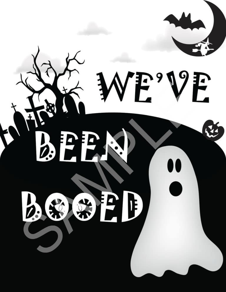 we've been booed printable black and white