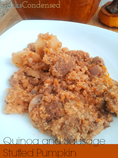 Quinoa and Sausage Stuffed Pumpkin (perfect fall meal!) -- dinner in a pumpkin