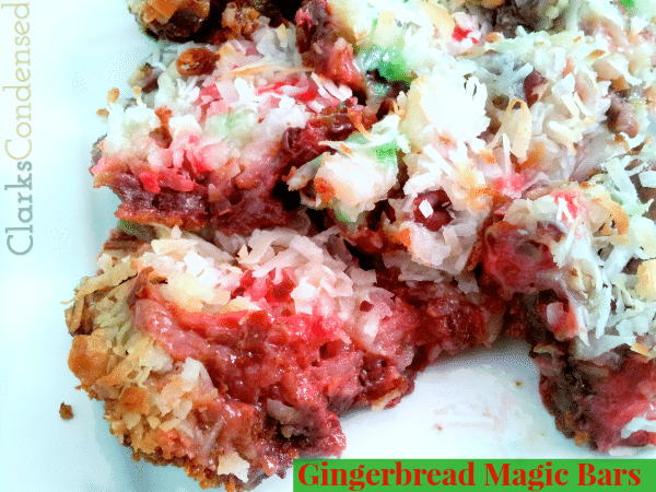 Gingerbread Magic Bars - made with ginger cookies, M&Ms, and more! Yum!  -- Clarks Condensed