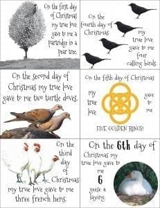 12 days of Christmas Printable