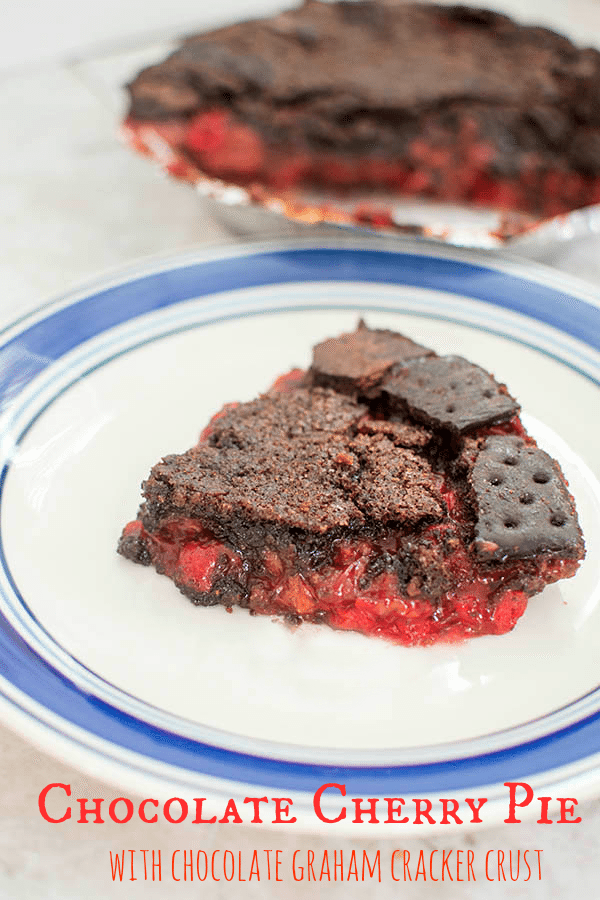 Cherry Chocolate Pie: A decadent cherry pie, made with a chocolate based crust and topped off with a chocolate graham cracker topping. This is definitely not your Grandma's cherry pie recipe (though that's probably delicious too!)