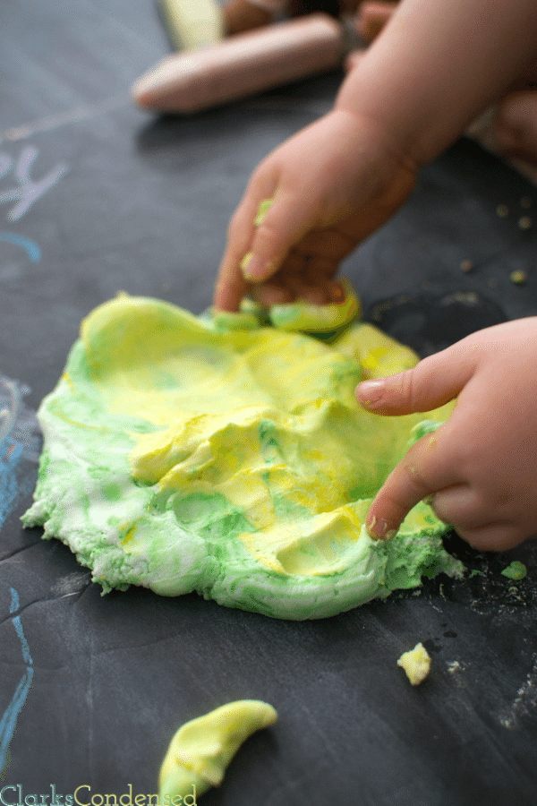 Homemade Play Dough: This homemade play dough is made with two ingredients (body lotion and corn starch) and is fun for any age (plus it leaves your hands nice and soft!)