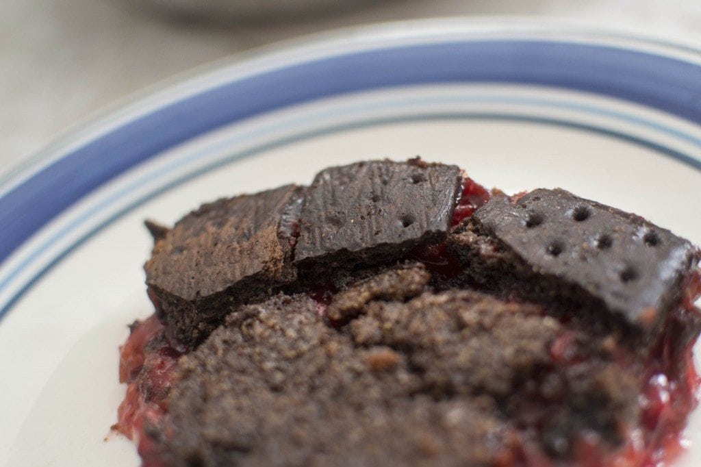 Cherry Chocolate Pie: A decadent cherry pie, made with a chocolate based crust and topped off with a chocolate graham cracker topping. This is definitely not your Grandma's cherry pie recipe (though that's probably delicious too!)