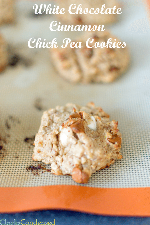 White Chocolate Cinnamon Chick Pea Cookies -- healthy and good for digestion, these cookies are just about as good as any other cookie recipe (or maybe even better!) 