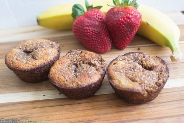 A healthy, gluten free muffin that's made with buckwheat flour, bananas, strawberries, honey, and more. These muffins are perfect for breakfasts on the go, and are completely guilt free, even with the tasty struesel topping. 