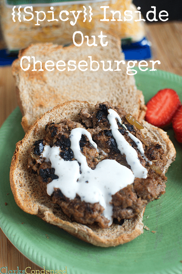 A twist on the traditional cheeseburger - this spicy cheesburger has the cheese on the inside, along with spicy BBQ sauce, green chiles, and more. Perfect for those hot summer nights!