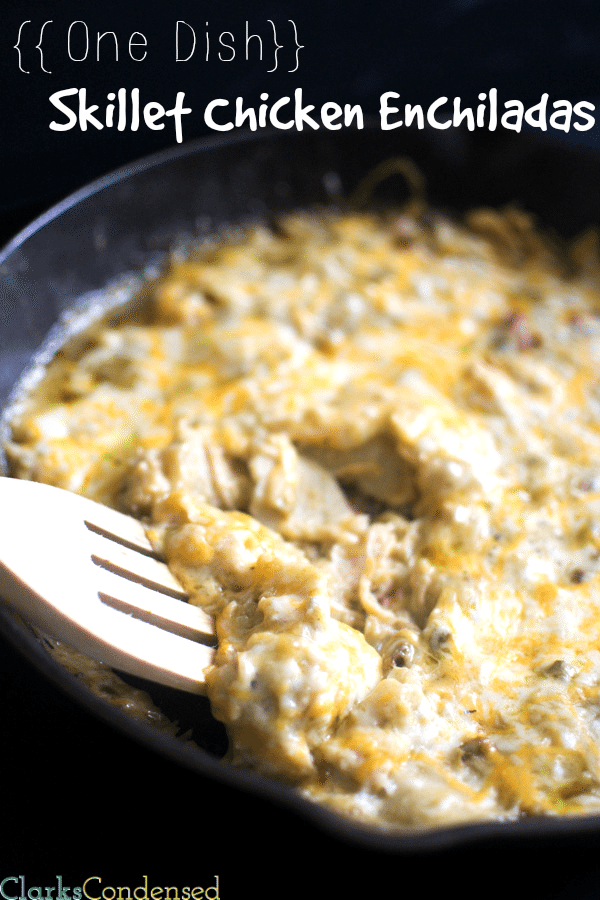 This is one of my favorite meals! They are perfect for those nights when you are craving enchiladas, but not all the prep, these one dish skillet chicken enchiladas are sure to be a hit. Filled with cheese, chicken, onions, enchilada sauce, and more, they are prepared and ready to go in less than 30 minutes.