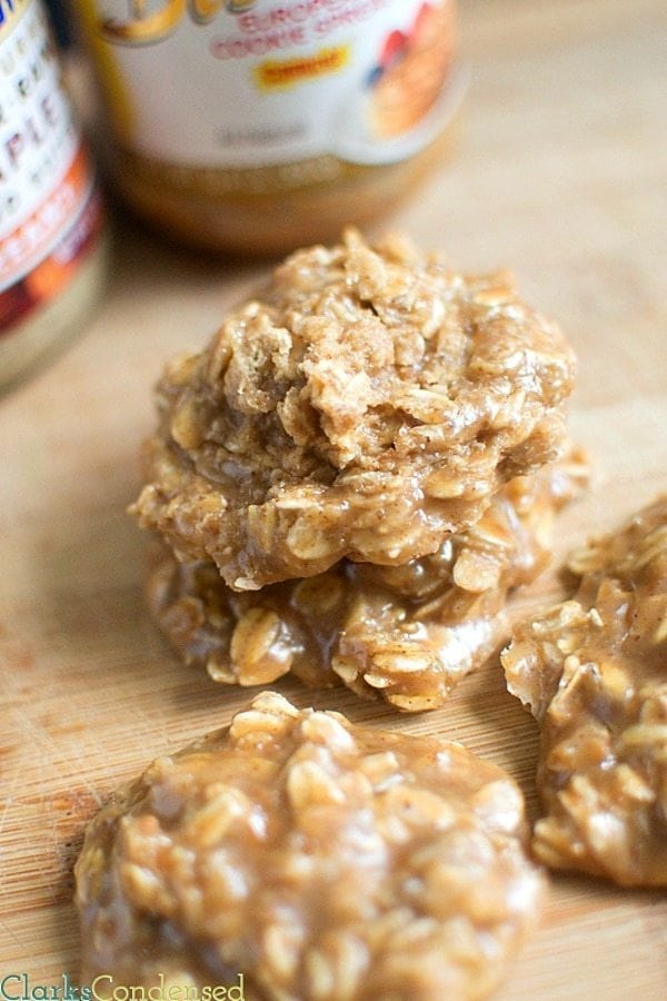 **Spice Almond and Cookie Butter No Bake Cookies* No bake cookies are perfect for the summer -- you don't have to turn on the oven, and they are super easy and delicious. These spiced almond & cookie butter no bake cookies are unique in their flavor, but you'll definitely want to make them over and over again. Be sure to take the recipe with you to parties -- it's almost guaranteed that people will be asking for it! 