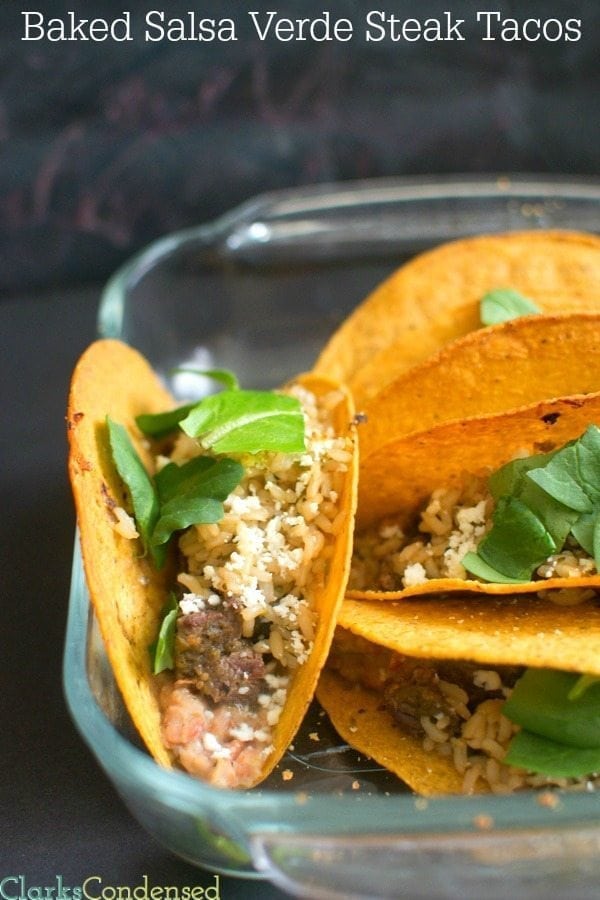 Are you ready for a delicious spin on your regular taco? Then you must try these baked salsa verde steak tacos. The flavor profile is unique (but totally delicious), and they can be made in only 20 minutes!