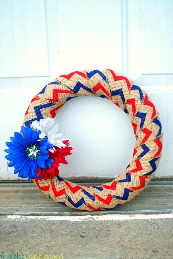 **Five Minute Wreath** This burlap Fourth of July wreath is so easy and is so cute! Even the least crafty person will be able to make it. Perfect for Fourth of July, Memorial Day, etc. 