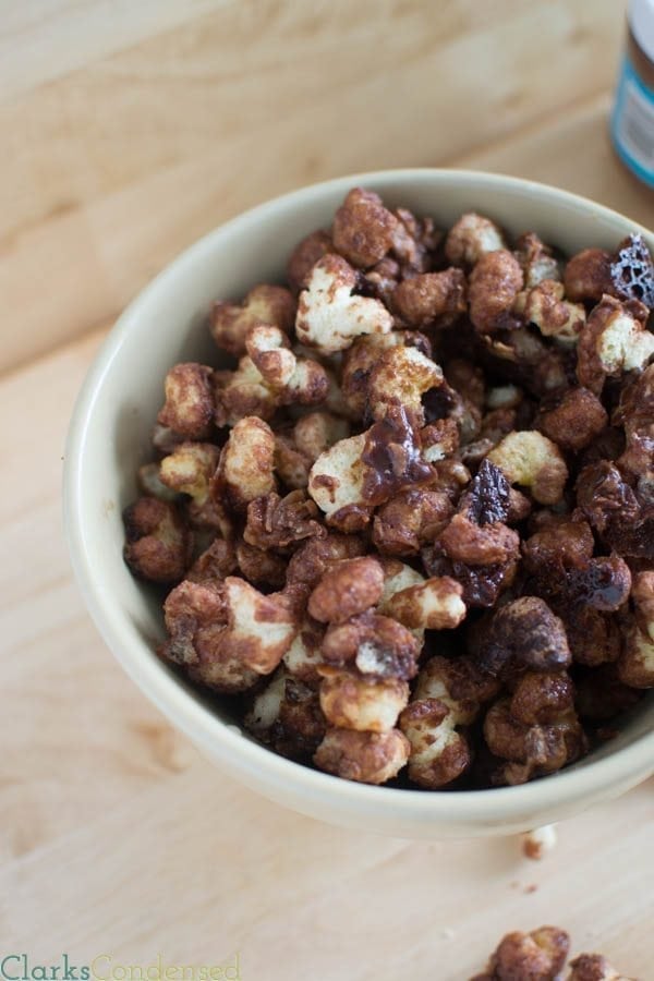 This chocolate caramel corn puff recipe is easy and incredibly addictive!