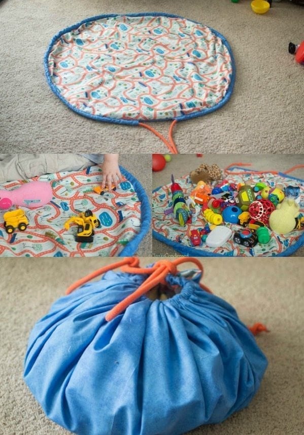 DIY Lego bag and play mat - no sewing machine needed