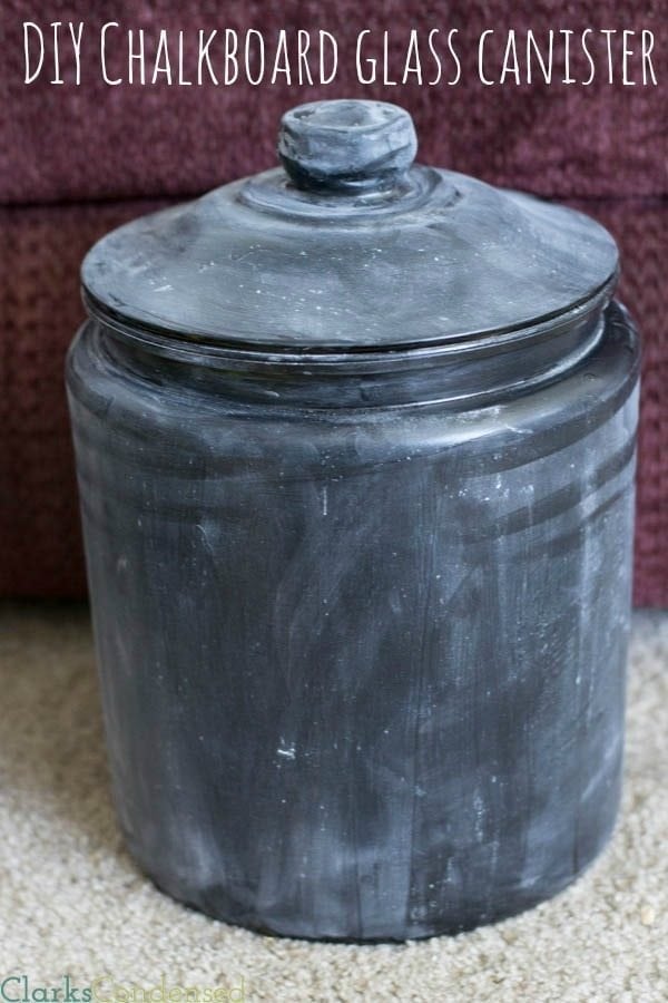 This DIY Chalkboard Glass container is perfect for gifts, storing laundry detergent or baking supplies, and is super easy to make!