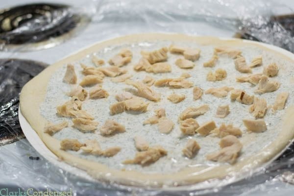 A spot on copycat Papa Murphy's Garlic Chicken Pizza, with homemade ranch sauce