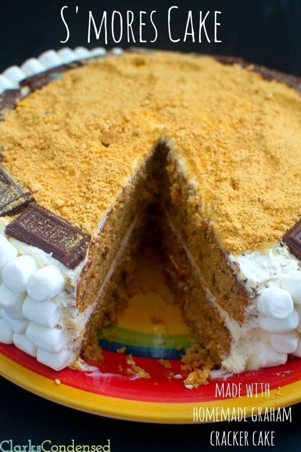 The best S'mores Cake -- made with a homemade graham cracker cake and buttercream marshmallow frosting