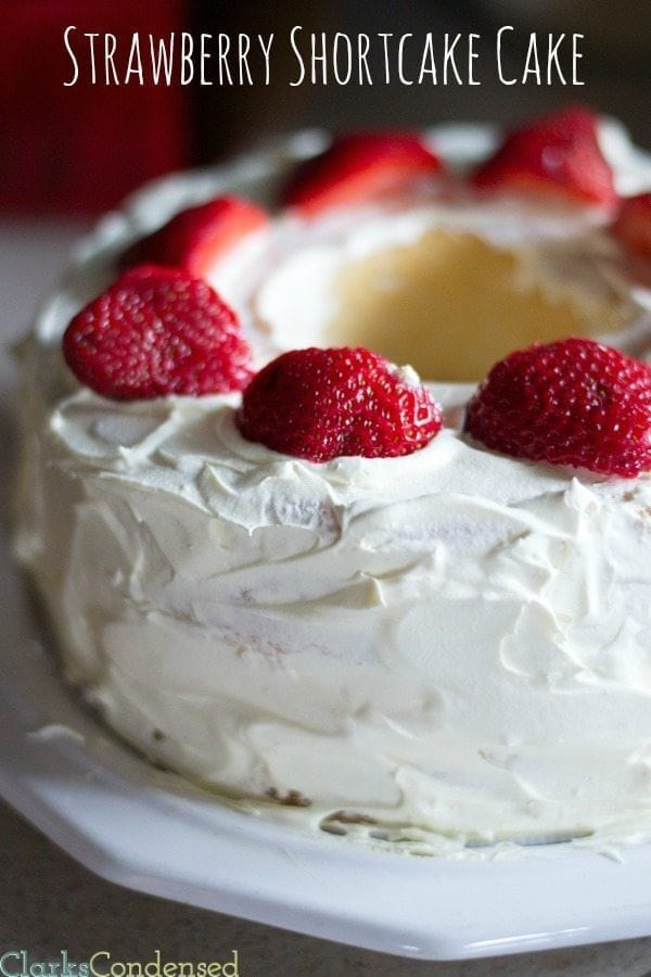 A fun twist on the classic dessert -- this easy strawberry shortcake cake comes together in minutes and is so yummy!