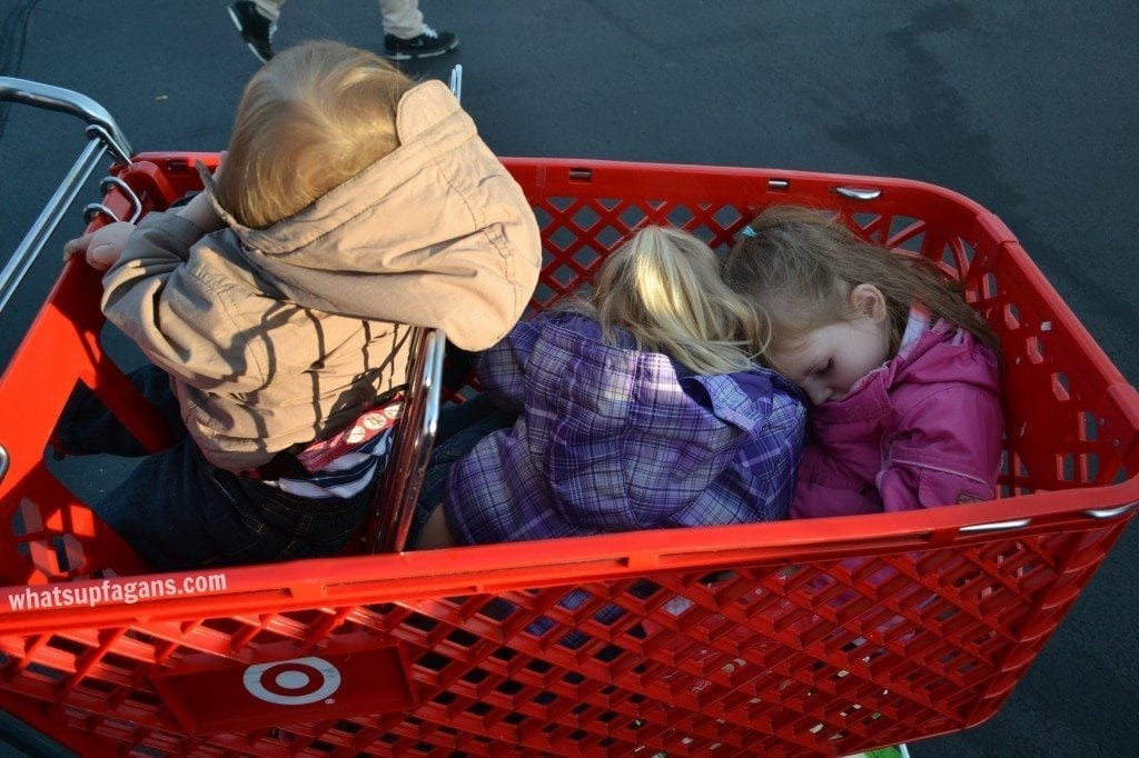 When grocery shopping, always make sure your kids stay seated in the basket!