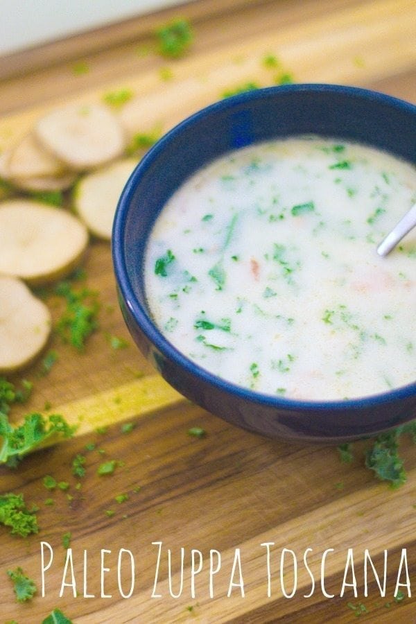 Do you love Zuppa Toscana from Olive Garden?! I sure do! This lightened up, Paleo Zuppa Toscana recipe tastes just as good and perfect for the upcoming winter months!