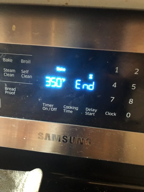 oven set to 350