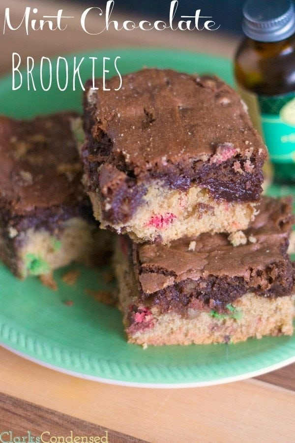 The best chocolate chip cookie recipe combined with the best brownie recipe to make a delicious mint chocolate brookies recipe. What more could you want?!