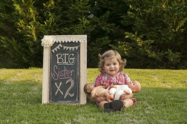 Pregnancy Announcement - Big Sister times two twins announcement