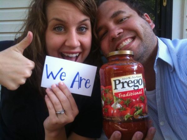 Pregnancy Announcement - Prego Sauce Jar