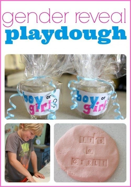 playdough gender reveal idea with kids 