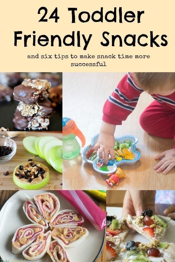 24 delicious and easy toddler snack ideas, as well as six tips to make snack time more successful. Can't wait to try a few of these myself!