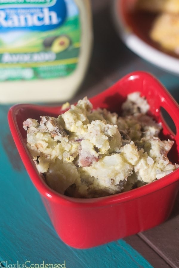 Avocado Potato Salad Honey Mustard Chicken Strips and Avocado Potato Salad