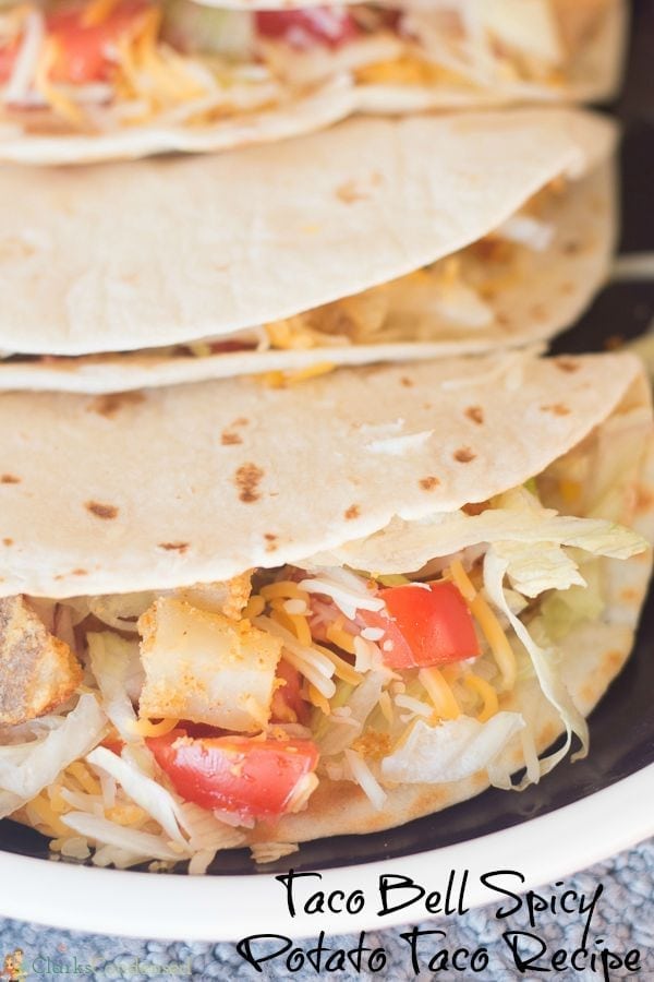 An easy and delicious copy cat Taco Bell crispy potato soft taco recipe! They are so easy, and it's a great meatless meal.