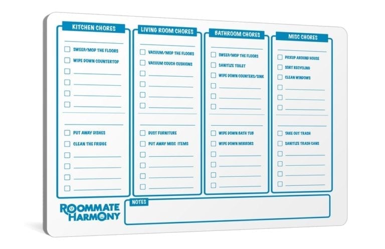 College Roommate Chore Chart