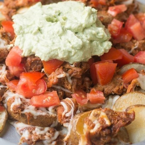 Loaded Pulled Pork Potato Nachos