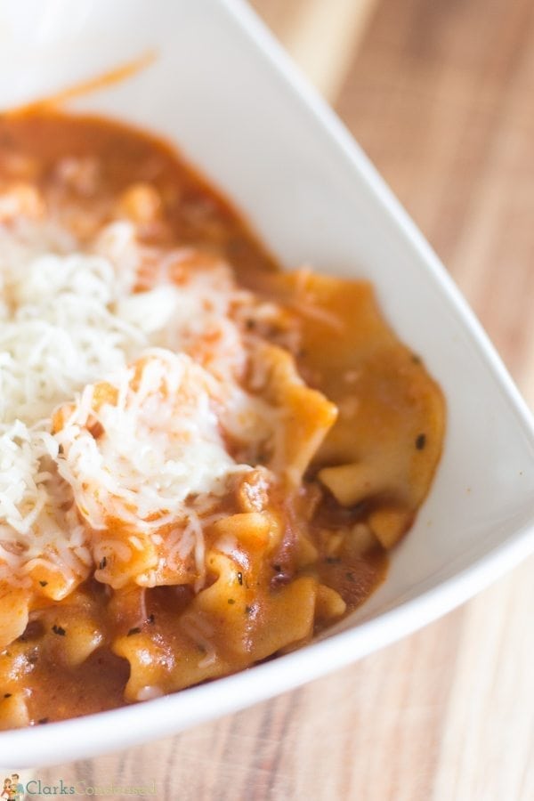 Slow cooker lasagna soup is an amazing and hearty meal that requires very little prep time! We LOVE this soup!