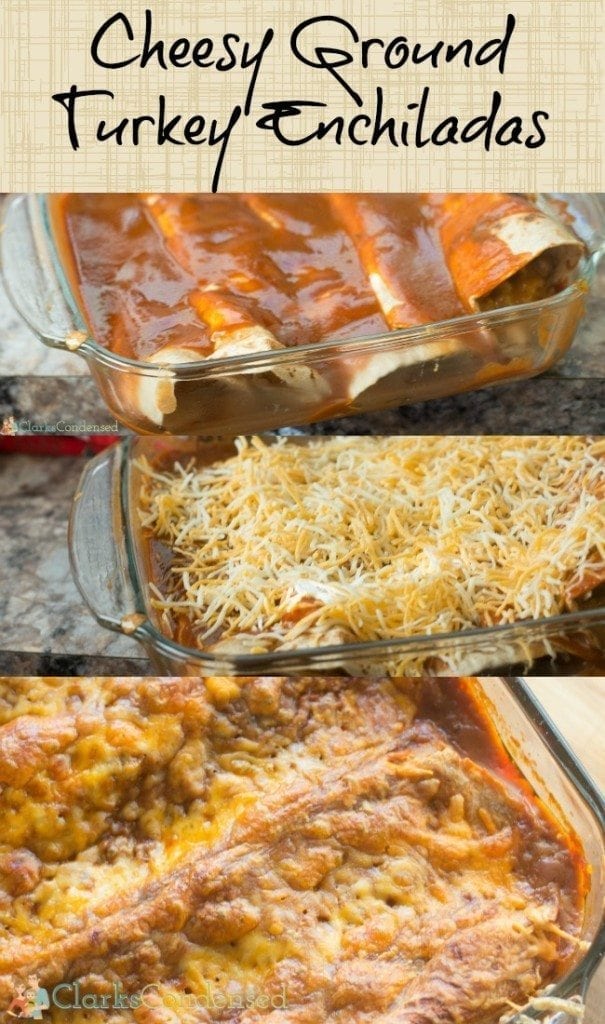 These cheesy ground turkey enchiladas are better-for-you than beef enchiladas but have the same great flavor! It's a great easy dinner idea. 