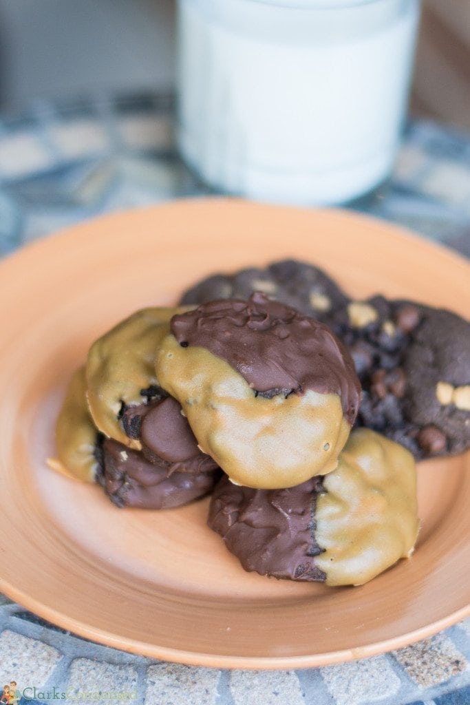 These triple chocolate peanut butter cookies are decadent and truffle like. They use peanut butter and chocolate three different ways, and the flavor is out of this world amazing!