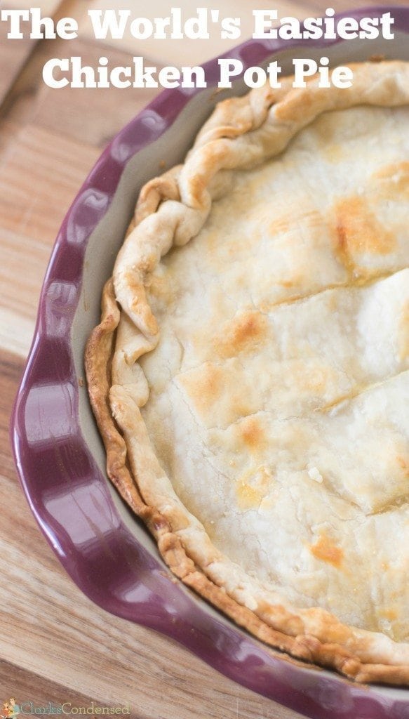 Do you want a creamy chicken pot pie with a flaky crust in the easiest way possible? This is the world's easiest chicken pot pie recipe, and it can be made and on the dinner table in less than an hour. So good for the cold winter months ahead!