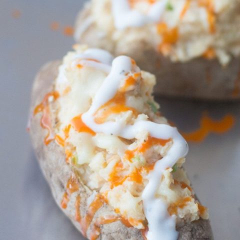 Buffalo Chicken Stuffed Potatoes