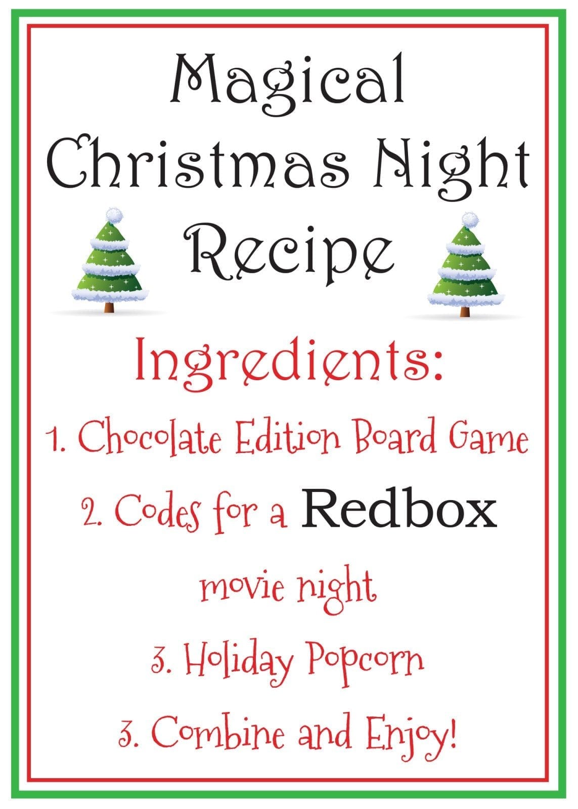 RedBox Movie Night Printable and Gift Idea - Clarks Condensed