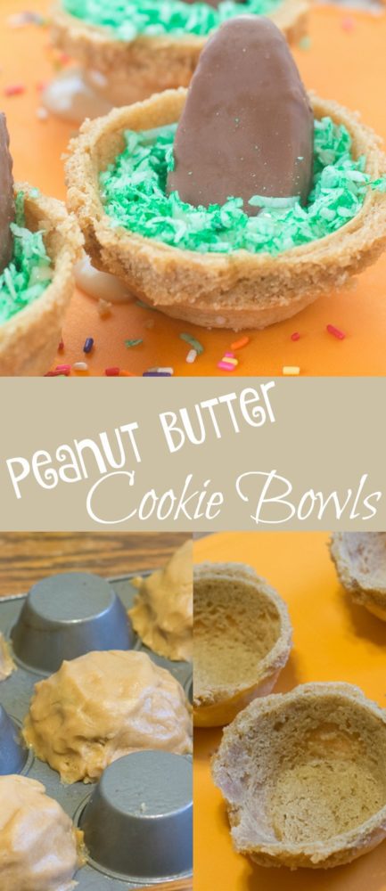 Peanut butter cookie bowls are PERFECT for ice cream, pudding, or just for snacking on. Super easy and super delicious. 
