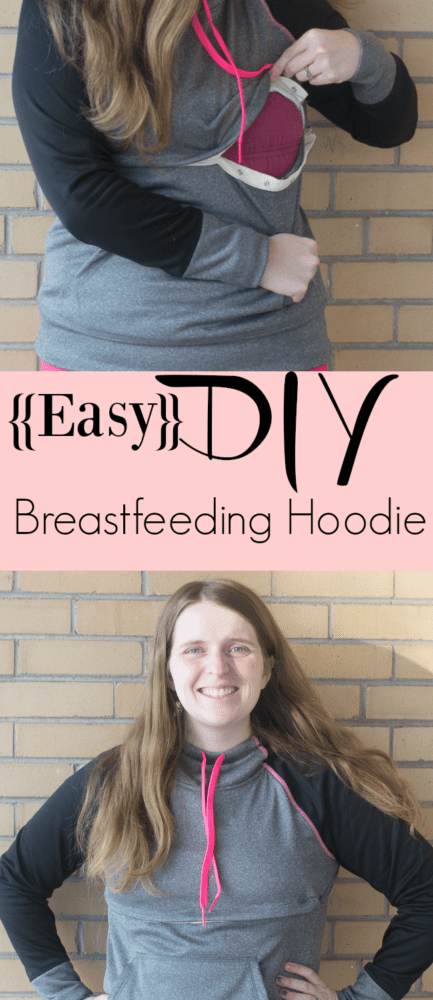 Nurse in style with this EASY DIY Breastfeeding Hoodie - it's super simple to make (less than an hour) and a very functional nursing outfit!