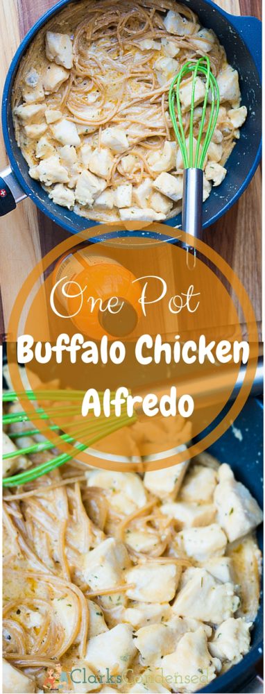 Creamy, tangy one pot buffalo chicken alfredo - so good! 