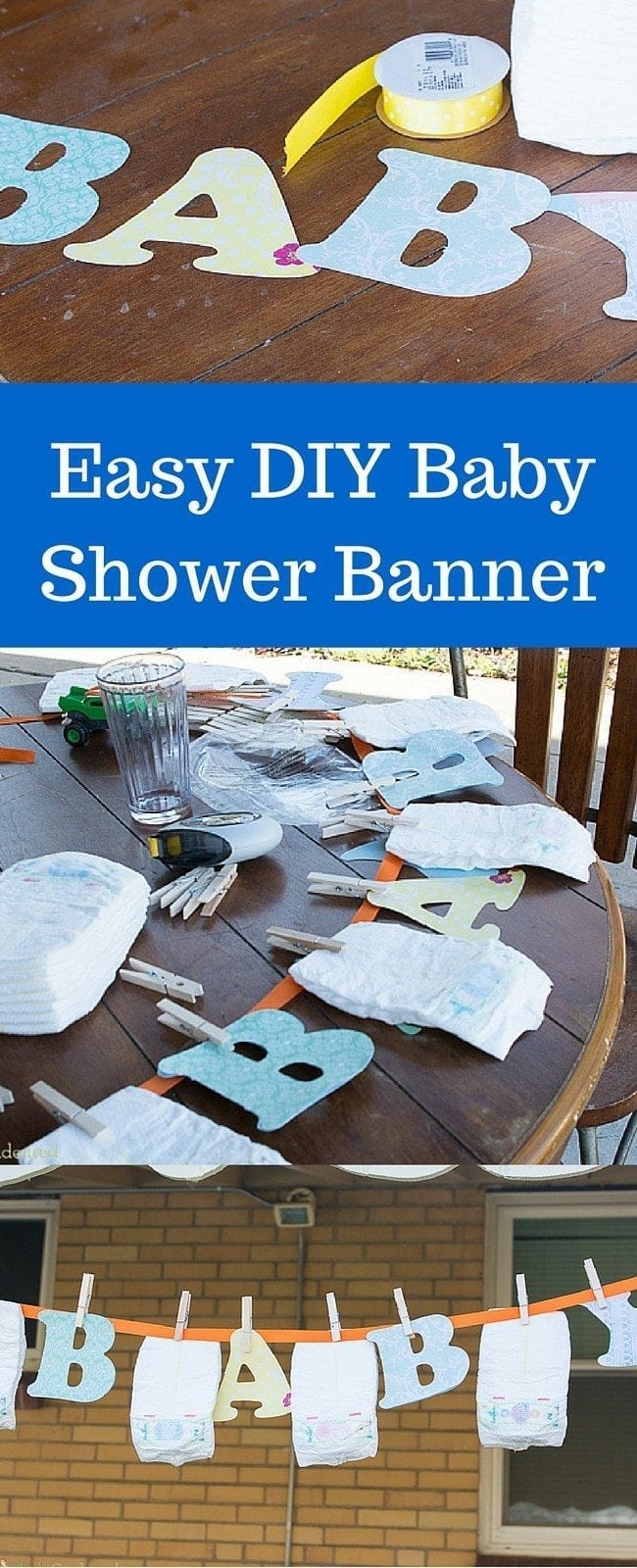 Easy DIY Baby Shower Banner - this is SO cute! Perfect for a baby shower. 