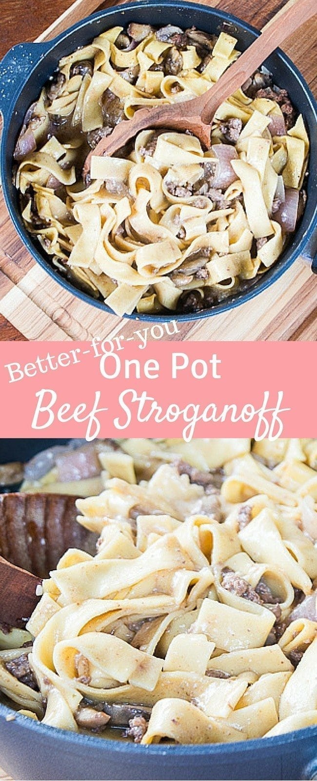 This one pot beef stroganoff is better-for-you without compromising any flavor or creaminess! It's an amazing easy dinner idea. 