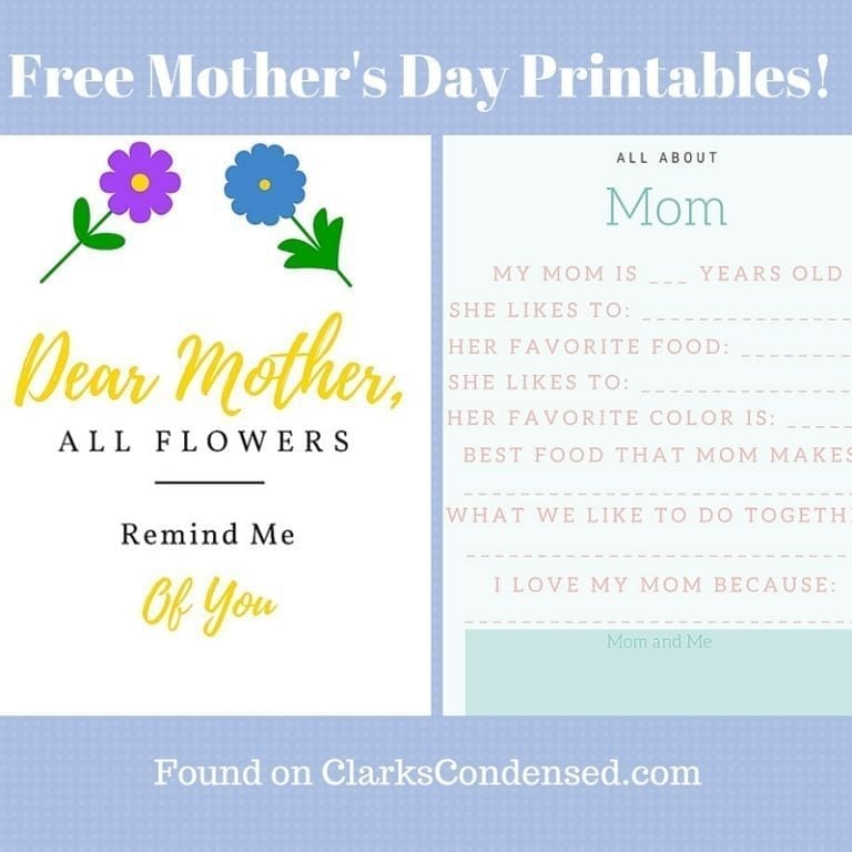 Free Mother's Day Printables!
