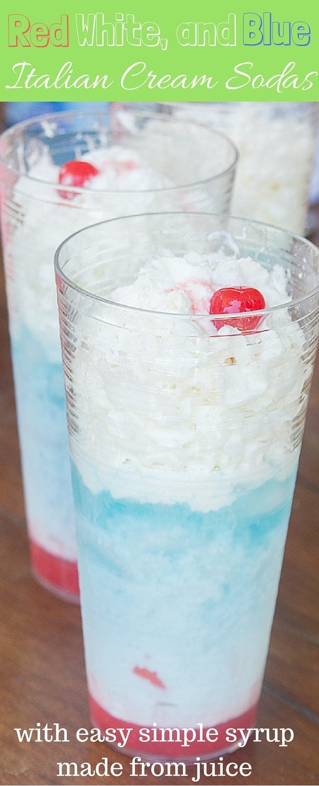 Easy Italian Cream Sodas with homemade simple syrup. Make them red, white and blue for a family friendly Fourth of July beverage. 