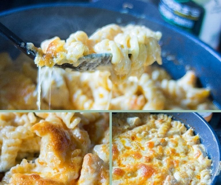 Easy and Creamy Buffalo Chicken Pasta Bake