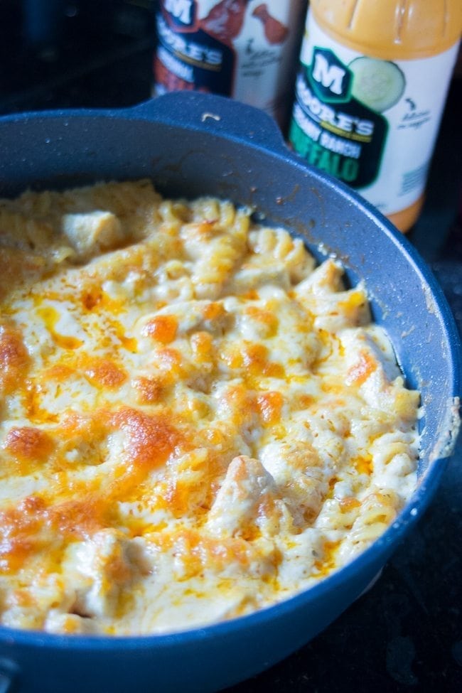 Easy Buffalo Chicken Pasta Bake