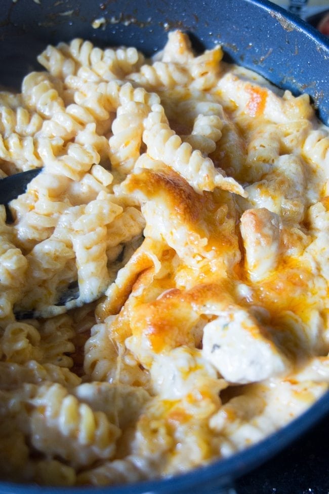 Easy Buffalo Chicken Pasta Bake